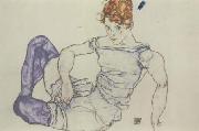 Seated Woman in Violet Stockings (mk12) Egon Schiele